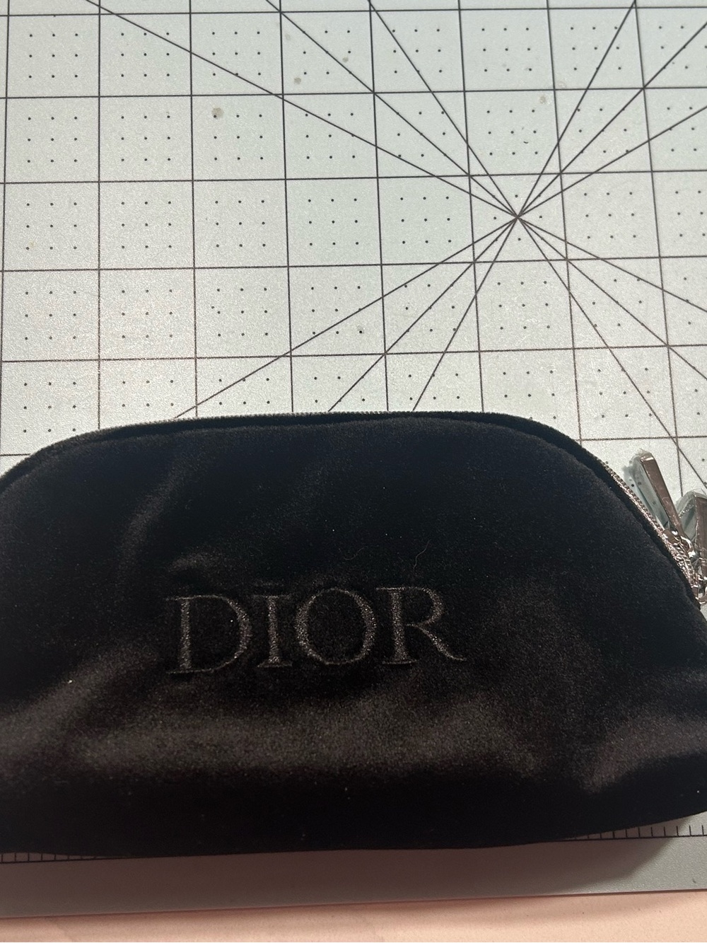 Dior Black Velvet Toiletry Pouch with Embroidered Logo